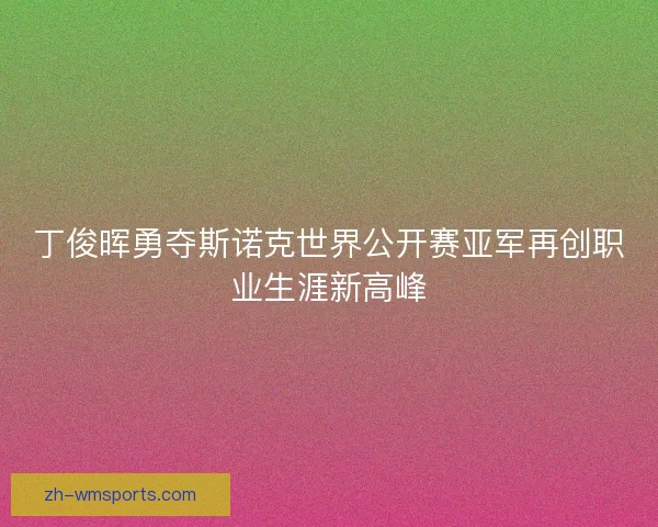 丁俊晖勇夺斯诺克世界公开赛亚军再创职业生涯新高峰