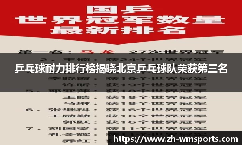 乒乓球耐力排行榜揭晓北京乒乓球队荣获第三名